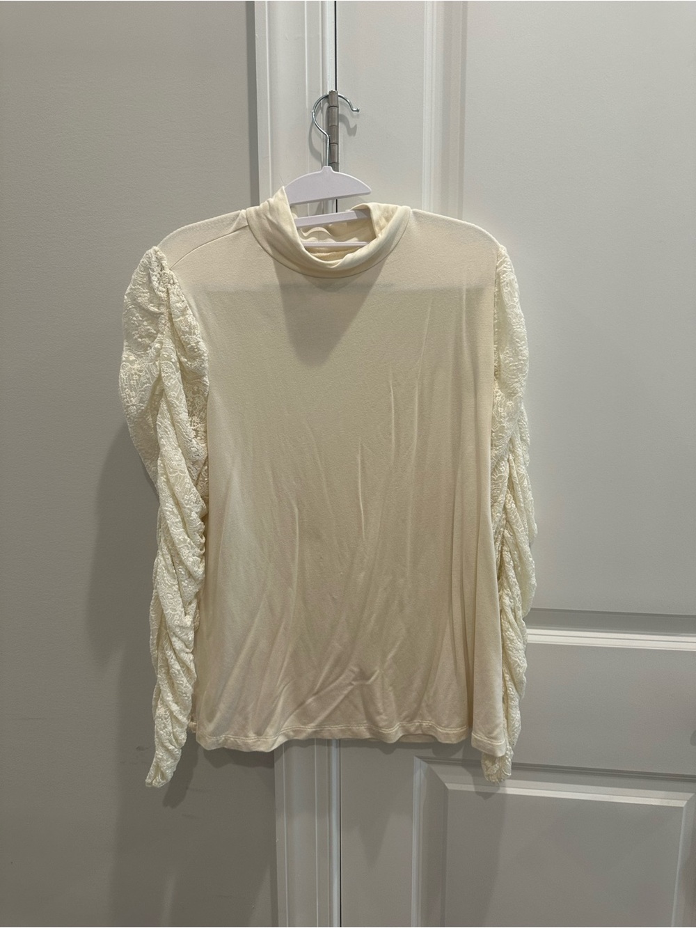 SOLD ON ANOTHER PLATFORM Cream Mock Neck Long-Sleeve Top